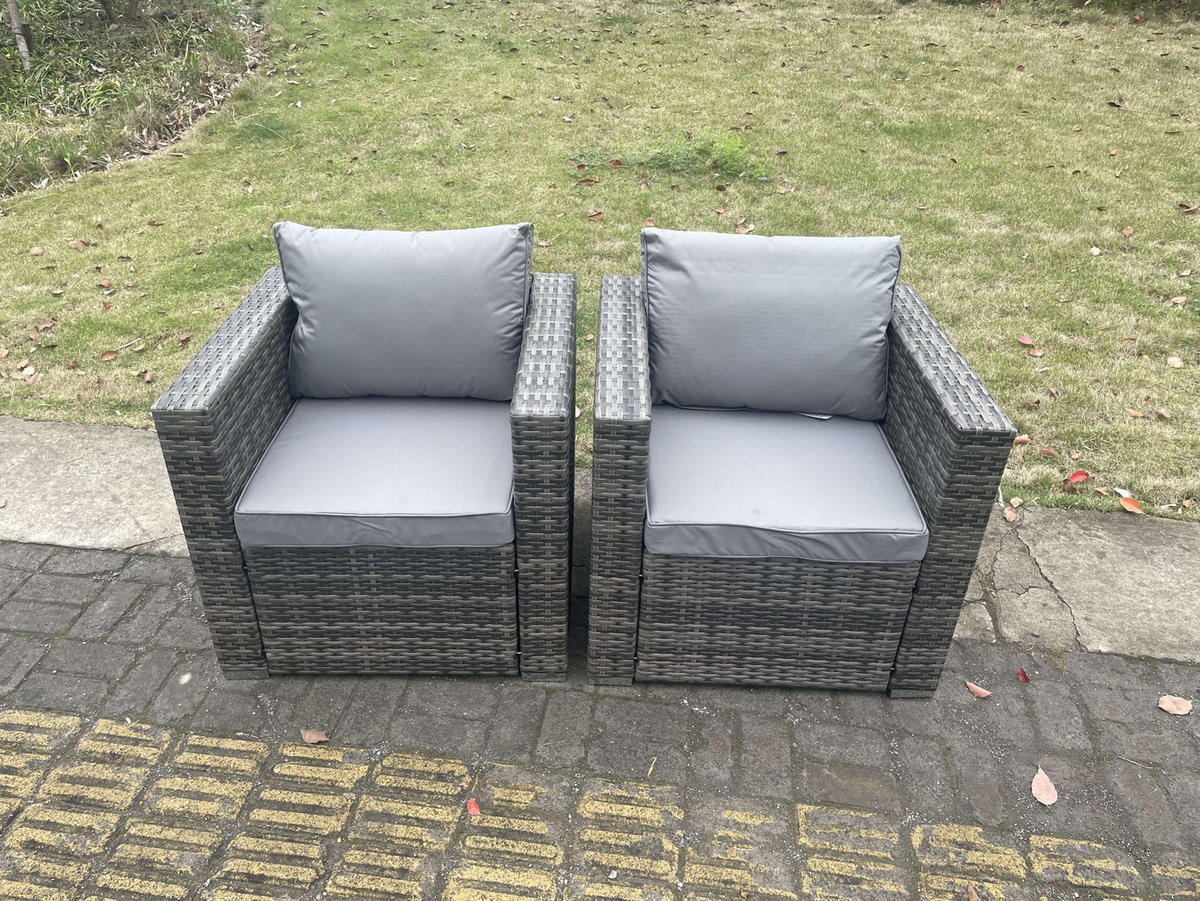 GARTENSTUHL Polyrattan 2-teilige - Dunkelgrau, Metall (70/66/74cm) - Fimous