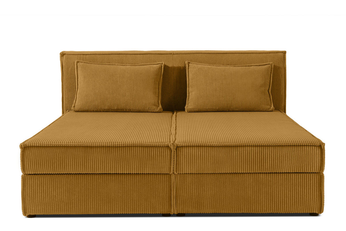 BOXSPRINGBETT ROTI mit Stauraum, gelb - Gelb/Schwarz, Holz/Holzwerkstoff (180/200cm) - KONSIMO®