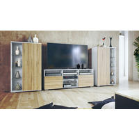 WOHNWAND Davos Eiche Natur - Eichefarben, Holzwerkstoff (329/134/35cm) - Vladon