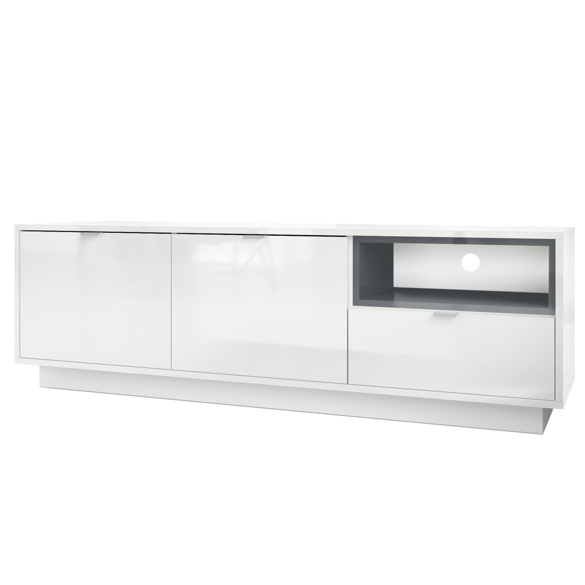 LOWBOARD Metro Einsatz in Grau Hochglanz - Grau, Holzwerkstoff (153/48/38cm) - Vladon