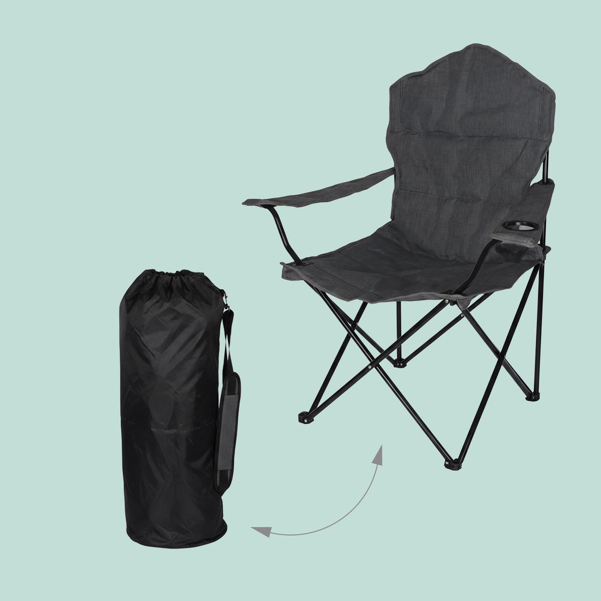 CAMPINGSTUHL Grau klappbar 106x90x45 cm - Multicolor, Kunststoff/Textil (90/106/45cm) - Relaxdays