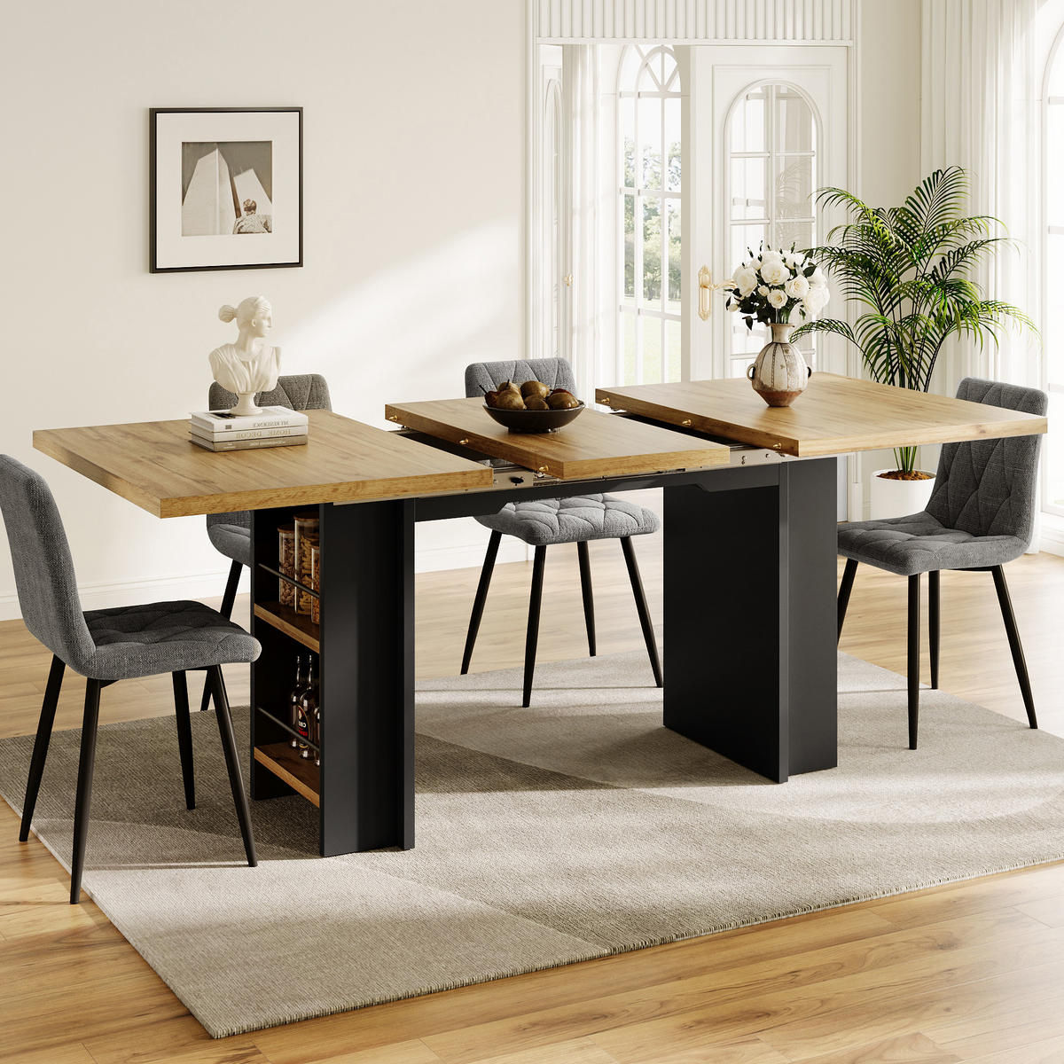ESSTISCH Teleskop 120-160x80Cm Ausziehbar Regale Holz - Naturfarben, Holzwerkstoff (80/120/75cm) - FLIEKS