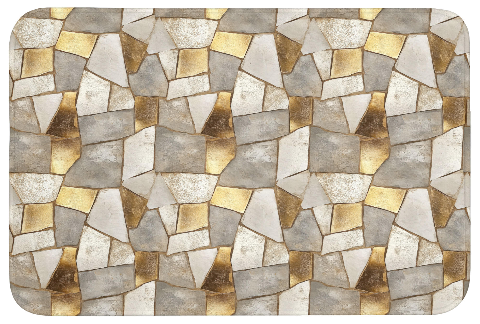 KOUPELNOVÁ PŘEDLOŽKA Mozaika - Mramor - Zlato 90x60 cm - šampaňská, textil/plast (90/60cm) - OnlyWow