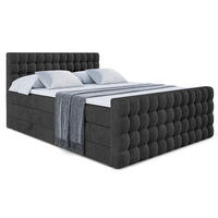 BOXSPRINGBETT VIONE-Z KING - 140 x 200 - H3/H4 - Schwarz - Schwarz, Holzwerkstoff (140/200cm) - ALTDECOR
