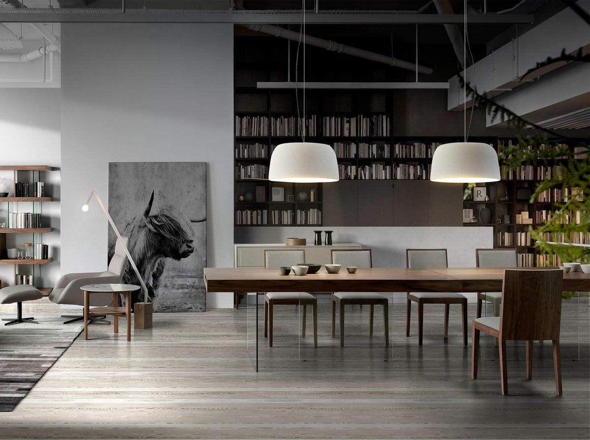 ESSTISCH Esstisch Rechteckig Walnuss aus gehärtetes Glas 200/100/75 cm - Transparent/Walnussfarben, Glas/Holz (100/200/75cm) - ANGEL CERDA