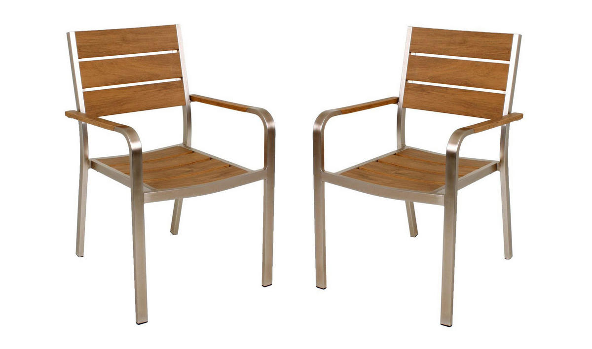 GARTEN-SITZGRUPPE Alwin 5-teilig Stuhl Klassik offen - Braun, Kunststoff - DELUKE