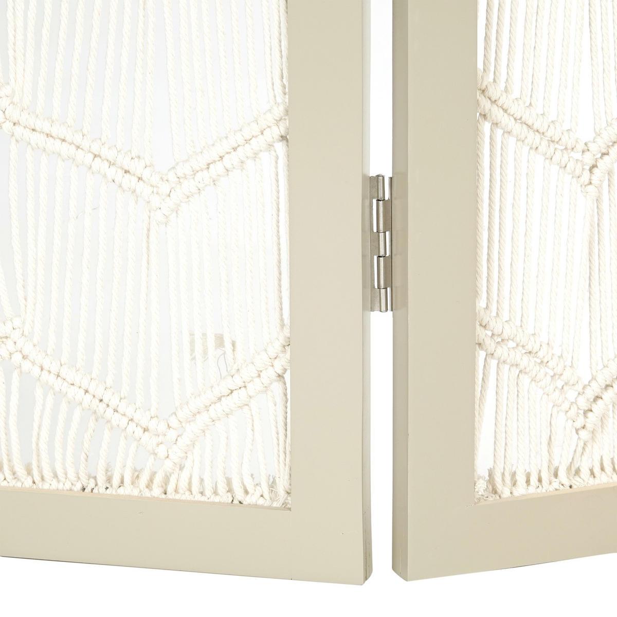 RAUMTEILER Makramee Muster Weidenholz grau - Grau, Holz (120/170/2.2cm) - CREEDWOOD