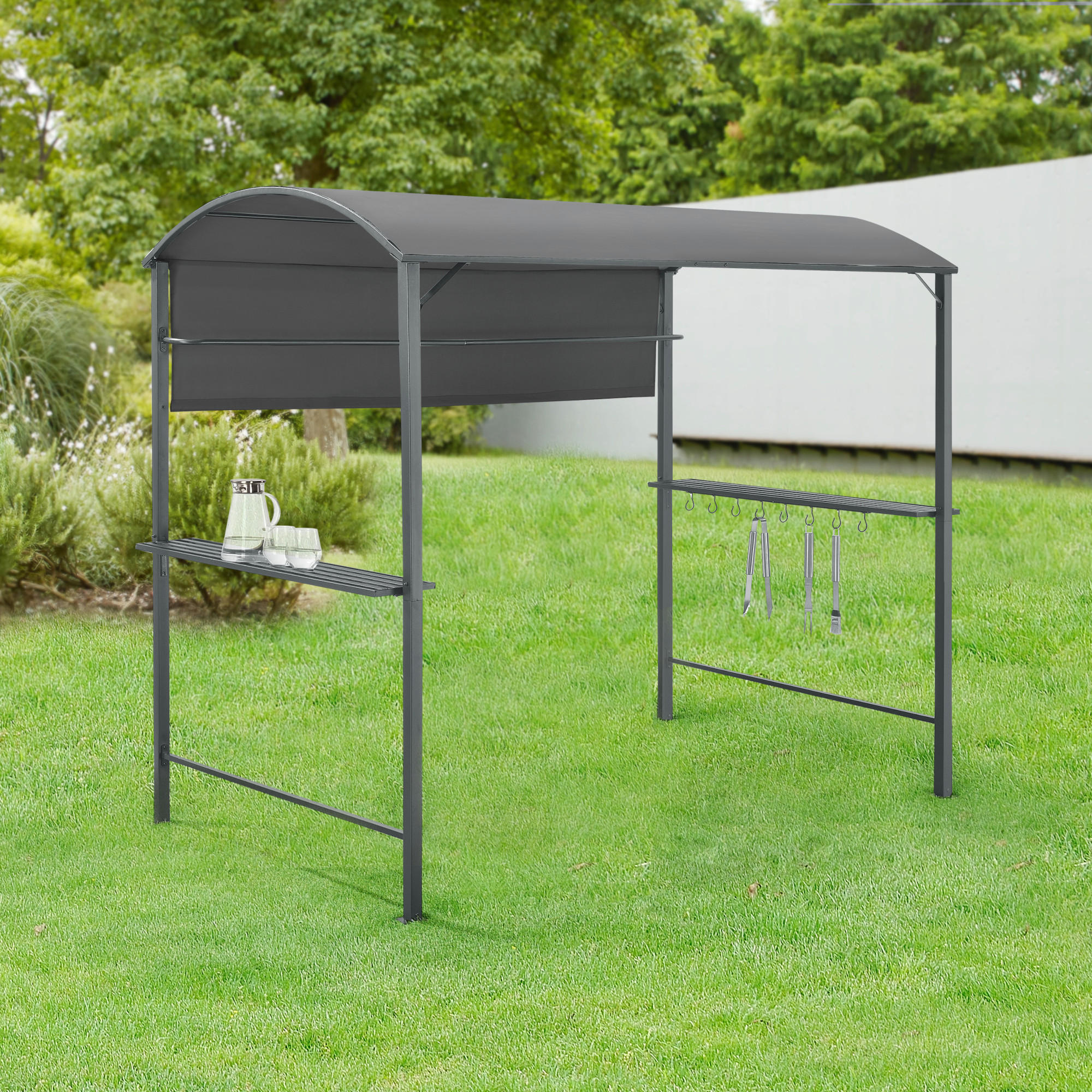 PAVILLON Pyrgos - Dunkelgrau, Textil/Metall (220/215/140cm) - [en.casa]