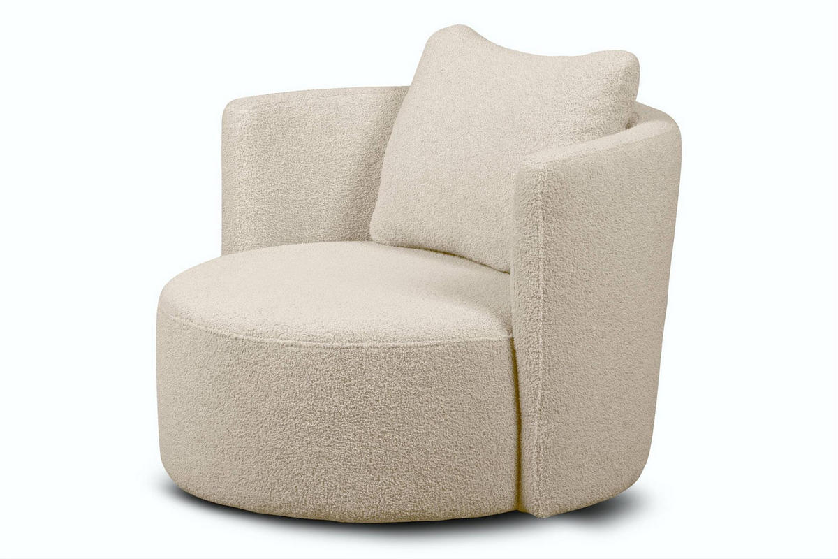 DREHSESSEL RAGGI 360° Drehfunktion mit inklusive dekorativem Kissen, hellbeige - Ecru/Beige, Textil (92/75/94cm) - KONSIMO®