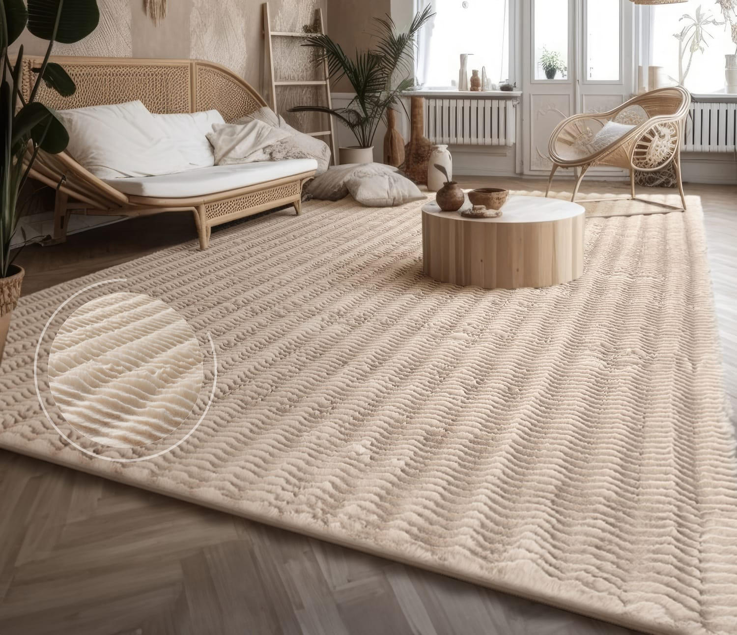 TT Home Hochflorteppich Creme 60x100 cm