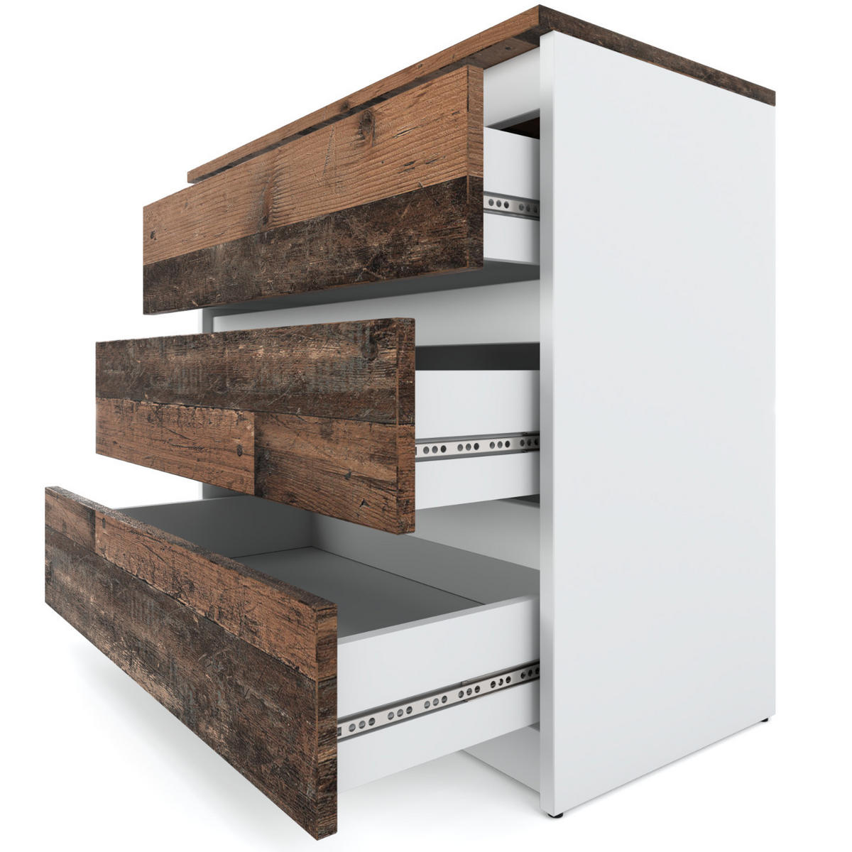 KOMMODE mit Schubladen – weiß - Weiß/Braun, Holz (80/71.5/33.5cm) - Stiv Meble