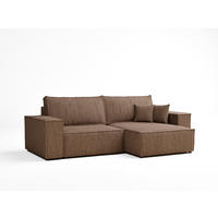 ECKSOFA MIT SCHLAFFUNKTION Zaya Hellbraun Webstoff - Hellbraun/Schwarz, Holz/Holzwerkstoff (255/148cm) - Maison de Reve