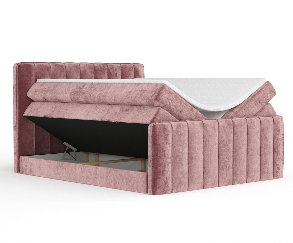 BOXSPRINGBETT Novara Rosa 140/200 cm - Schwarz/Rosa, Holz/Holzwerkstoff (140/200cm) - Maison de Reve