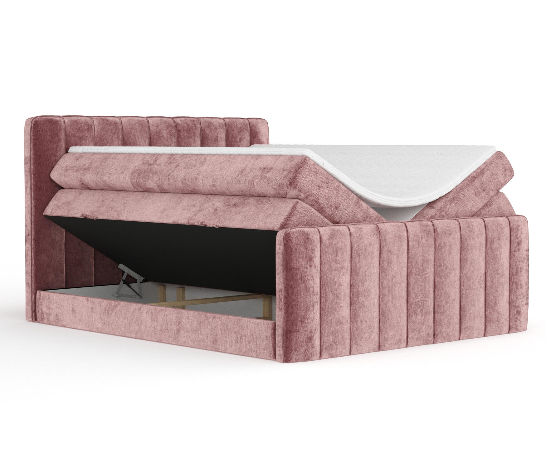 Thumbnail - Maison de Reve Boxspringbett, Rosa, Textil, Buche, Kiefer, H3 + H4, 7-Zonen, Höhe ca. 40 cm, 140x200 cm, Handmade in Eur...