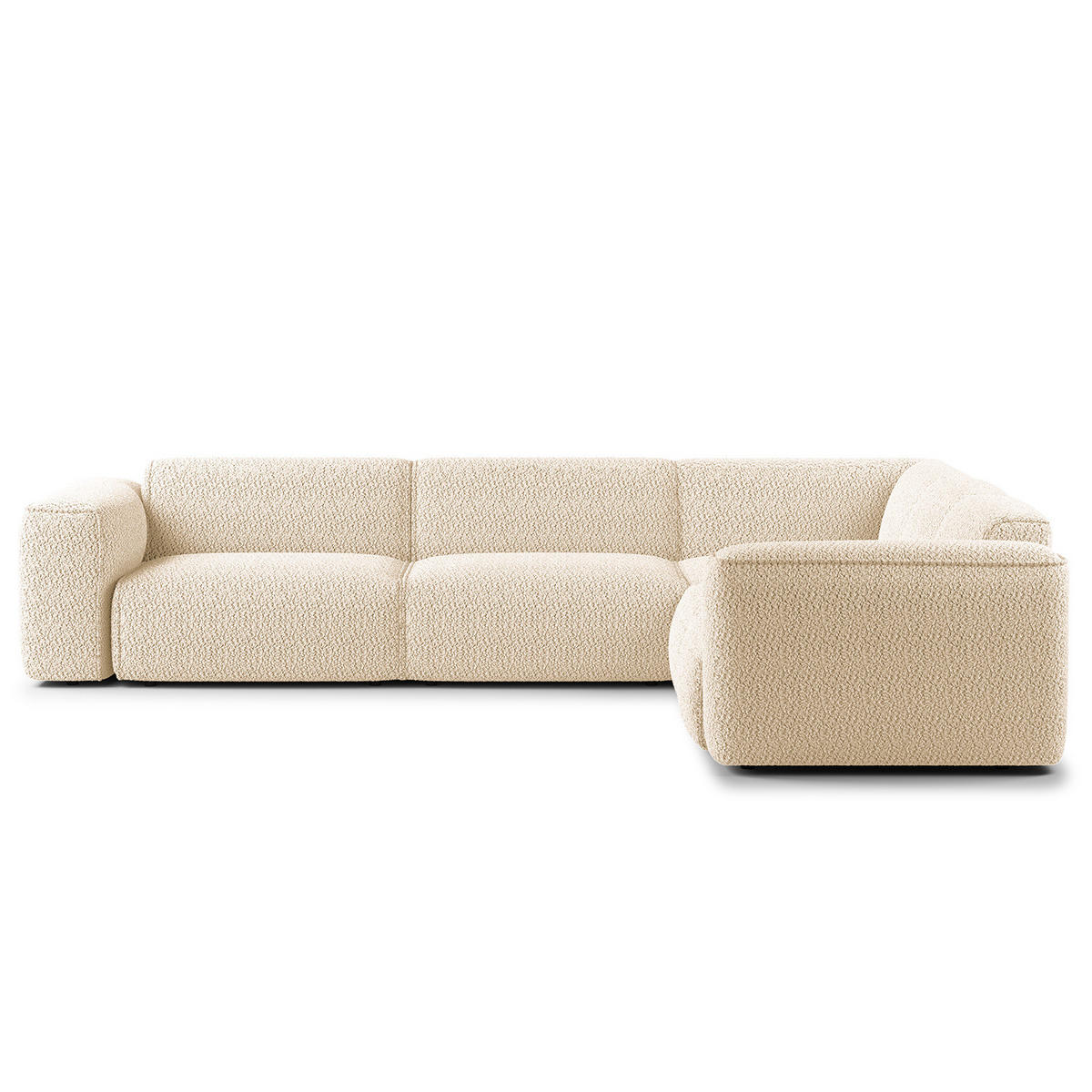 ECKSOFA mit Rundecke - Beige/Schwarz, Kunststoff/Textil (325/260cm) - home24