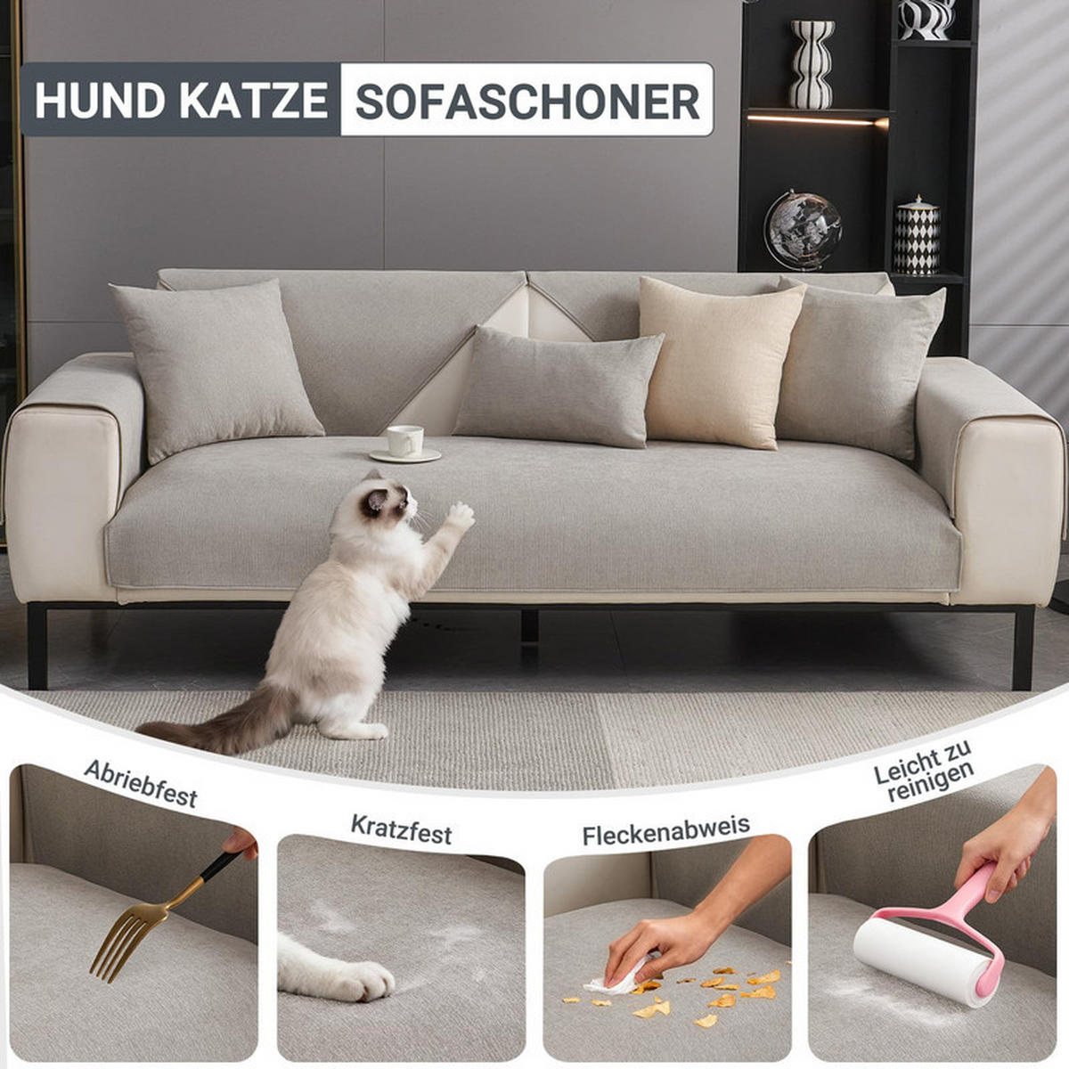 SOFAÜBERWURF Hellgrau 1 Stück - Hellgrau, Textil (90/180cm) - OBOSOE