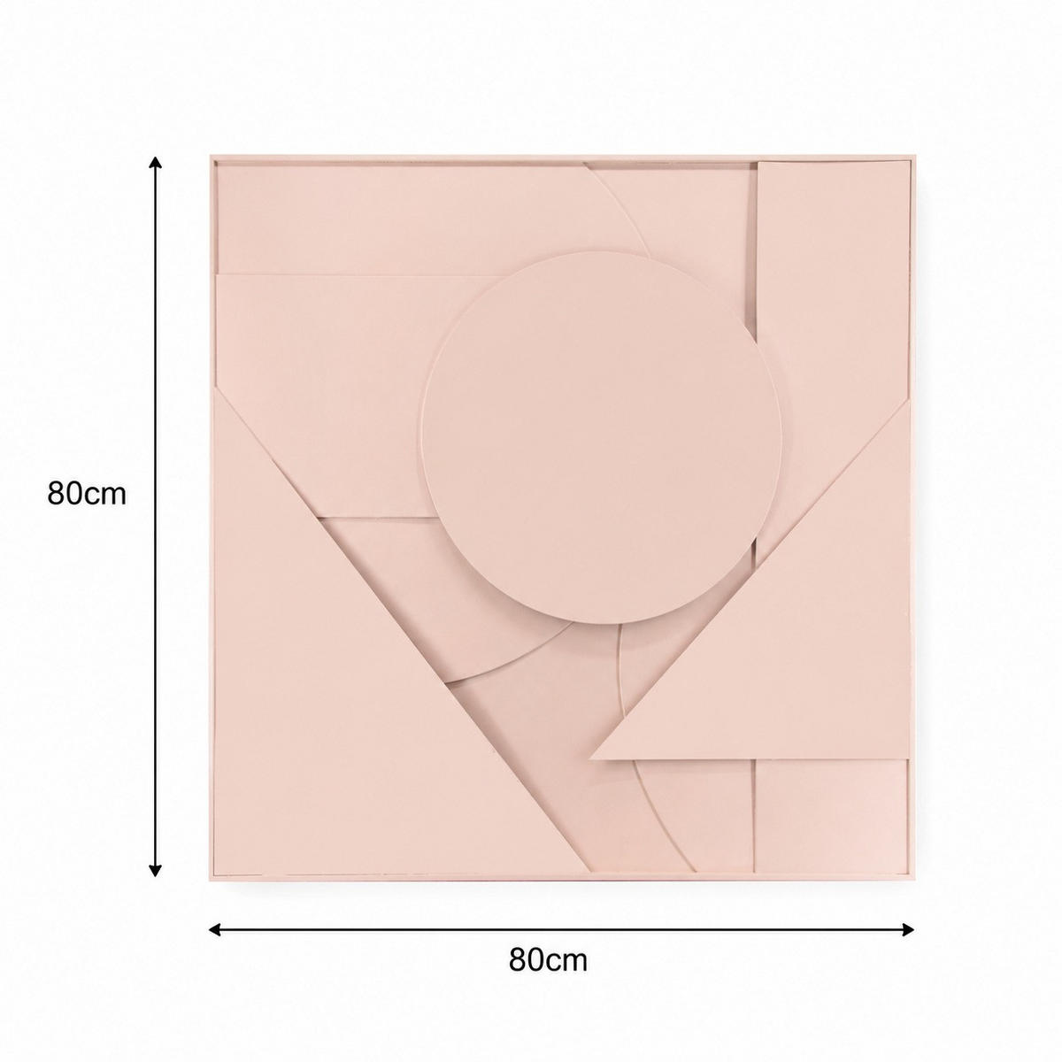 3D-RELIEFBILD Abstrakt Altrosa 80x80 - Pink/Altrosa, Holz/Holzwerkstoff (80/80cm) - Art for the Home
