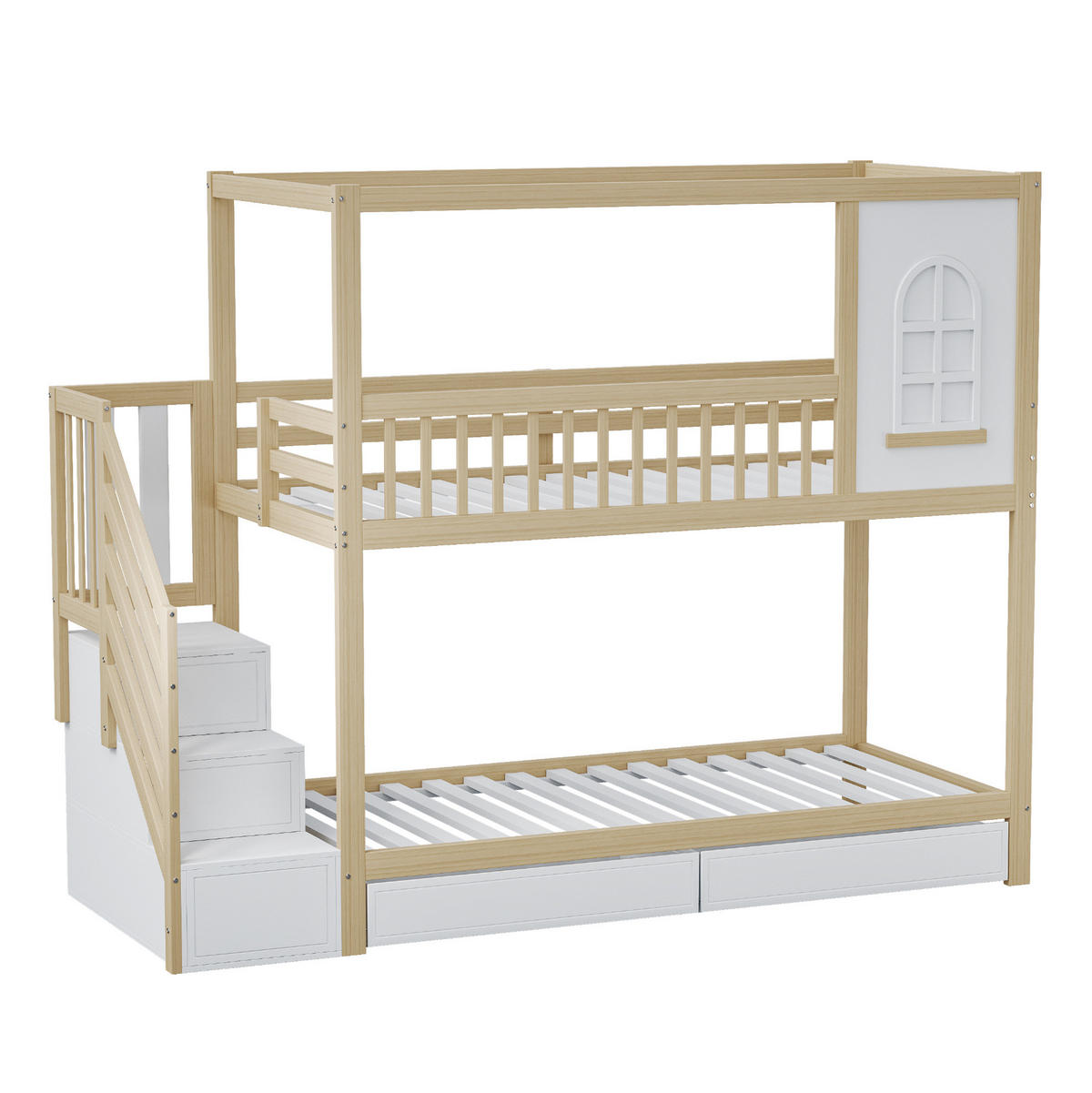 ETAGENBETT mit Stauraum 90x200 cm Massivholz Naturholz - Braun, Holzwerkstoff (90/200cm) - Beauniv