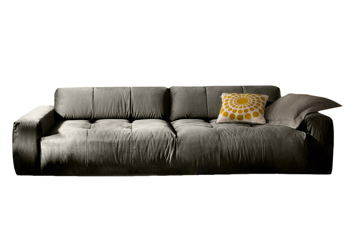 SOFA MIT SITZTIEFENVER. PALACE Silber Webstoff - Silberfarben, Textil (298/74/120cm) - KAWOLA