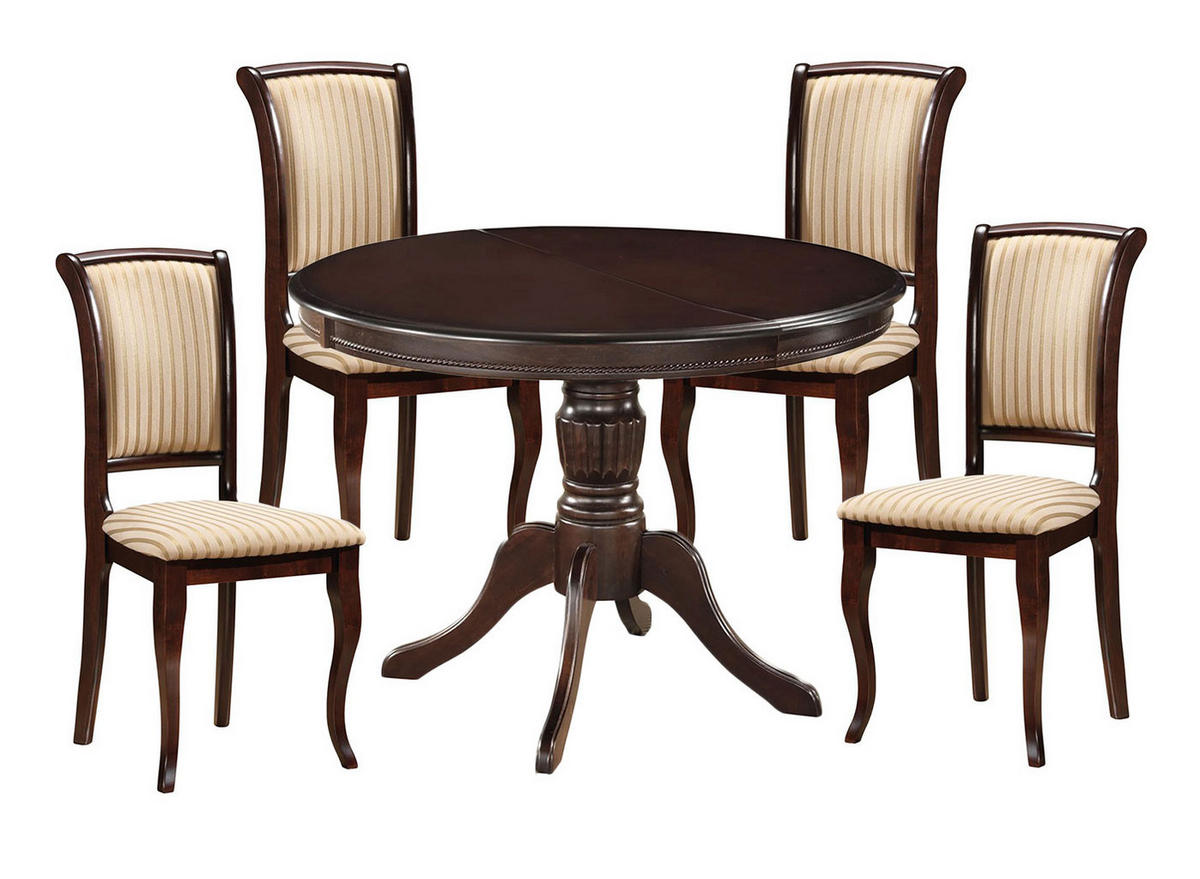 ESSZIMMER-SET Olivia 5-tlg Nussbaum dunkel - Nussbaumfarben, Holz (286/96/106cm) - Feldmann-Wohnen