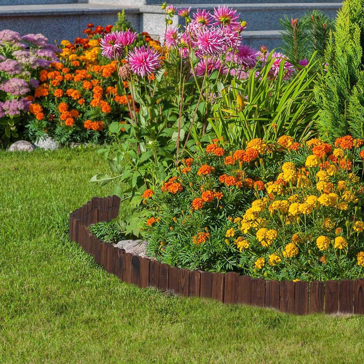 BEETEINFASSUNG - Dunkelbraun, Holz (200/25/1cm) - Relaxdays