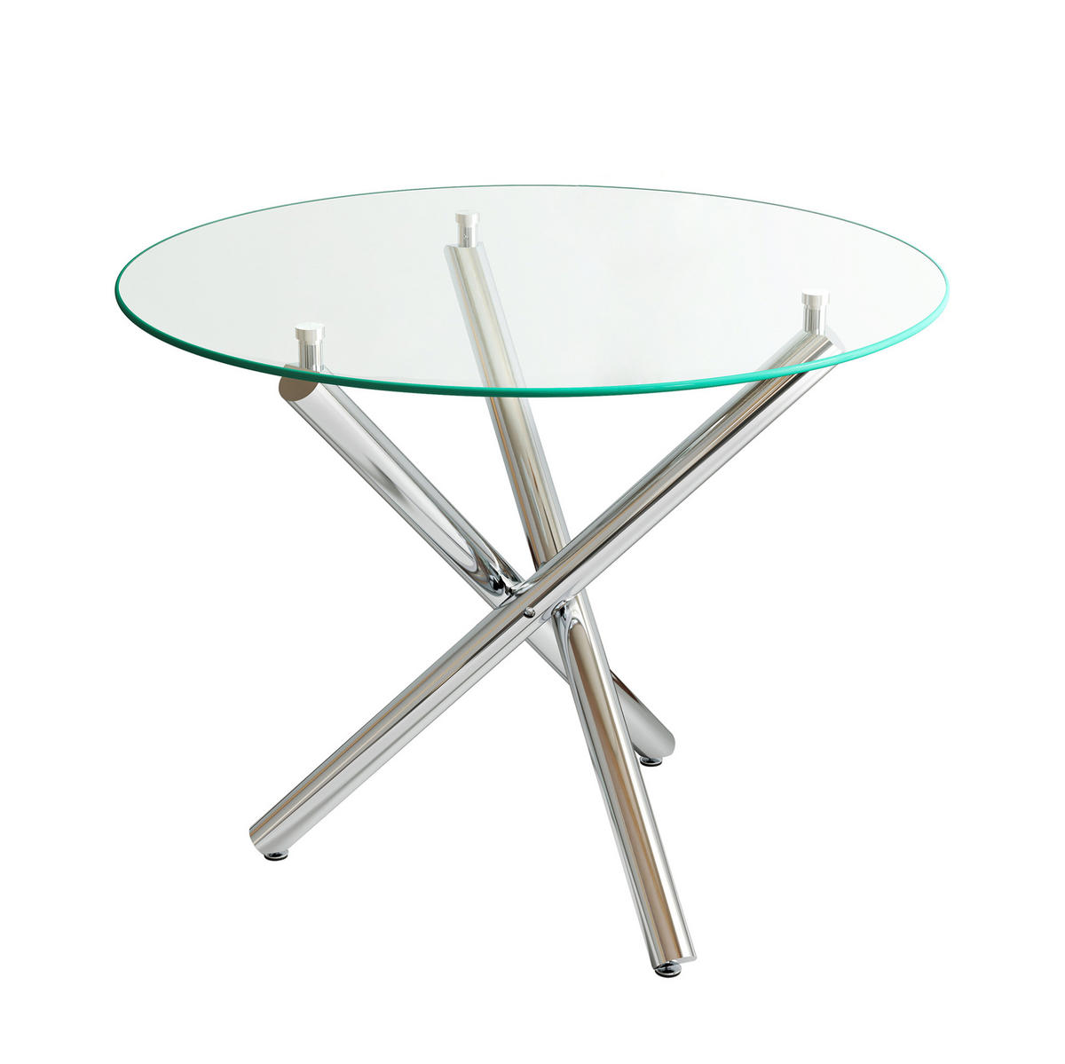 ESSTISCH 80/80/76 cm silber aus Glas mit verstellbaren Gleitern - Silberfarben, Metall (80/80/76cm) - OKWISH