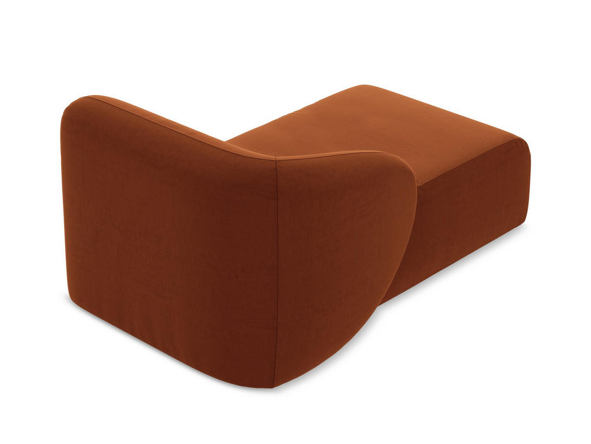 SOFAELEMENT Links Samt Stoff Orange - Terra cotta/Schwarz, Holzwerkstoff/Kunststoff (91/75/166cm) - Makamii