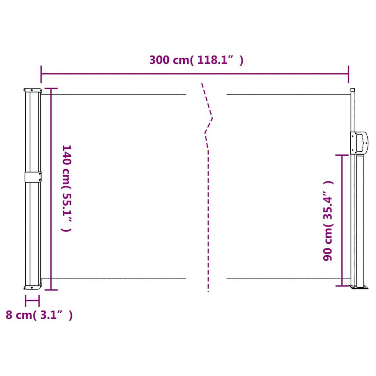 SEITENMARKISE Ausziehbare Anthrazit 140/300 Cm - Anthrazit, Textil (140/300cm) - vidaXL