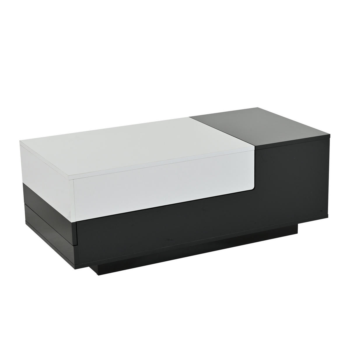 COUCHTISCH mit 2 Schubladen 100 x 50 x 38 cm Hochglanz Weiß/Schwarz - Weiß, Holzwerkstoff (100/50/38cm) - Meubliv