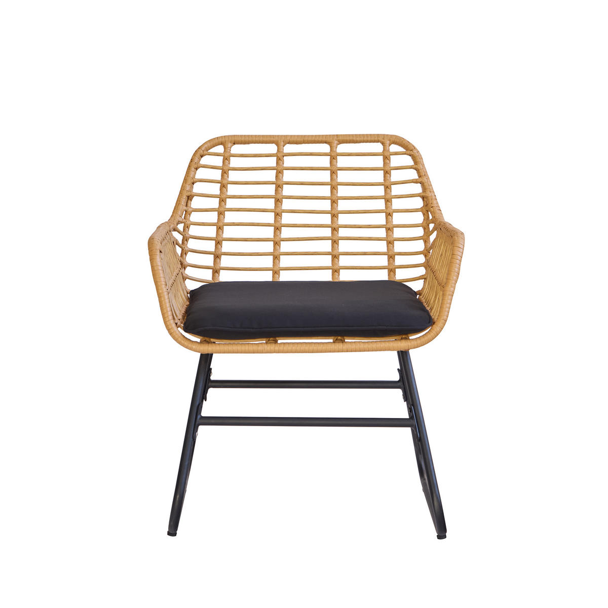 GARTENMOEBELSET Rattan - Schwarz - Dunkelgrau, Holz - Nordlys