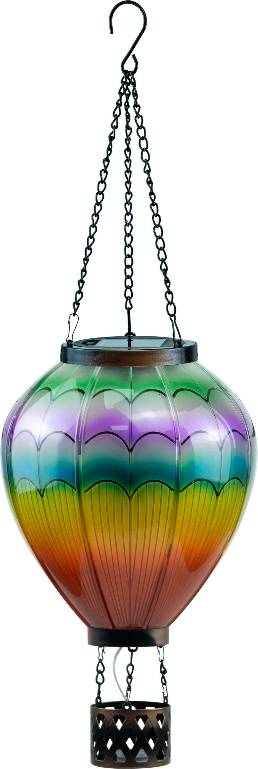 LED-SOLAR Laterne Heißluftballon Metall-Kunststoff Ø19x58cm Regenbogenfächer XL - Multicolor, Kunststoff (19/19/58cm) - Northpoint