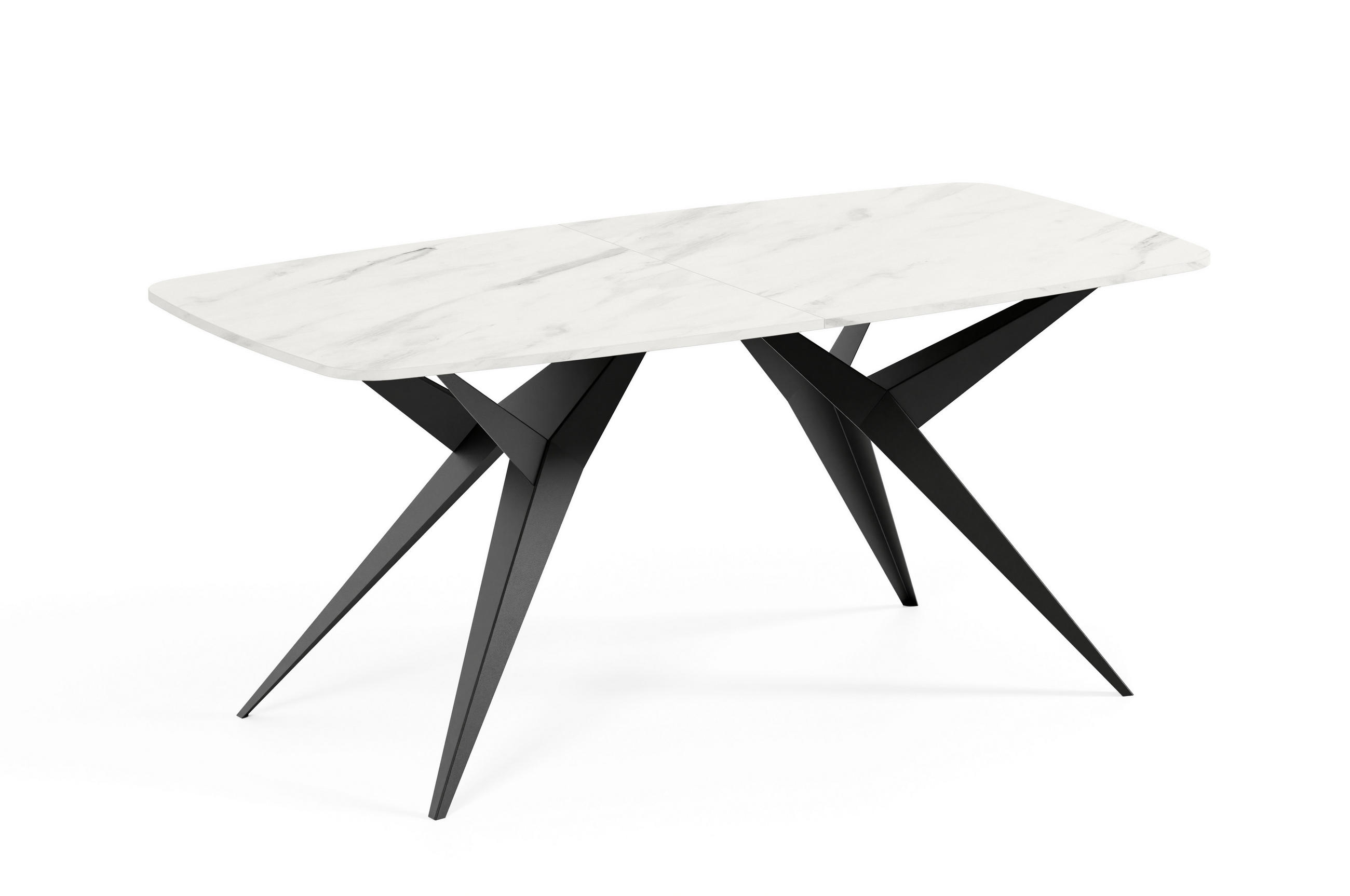 ESSTISCH AXIS - Weiß Hochglanz/Schwarz, Holzwerkstoff/Metall (90/180/76cm) - Meblini