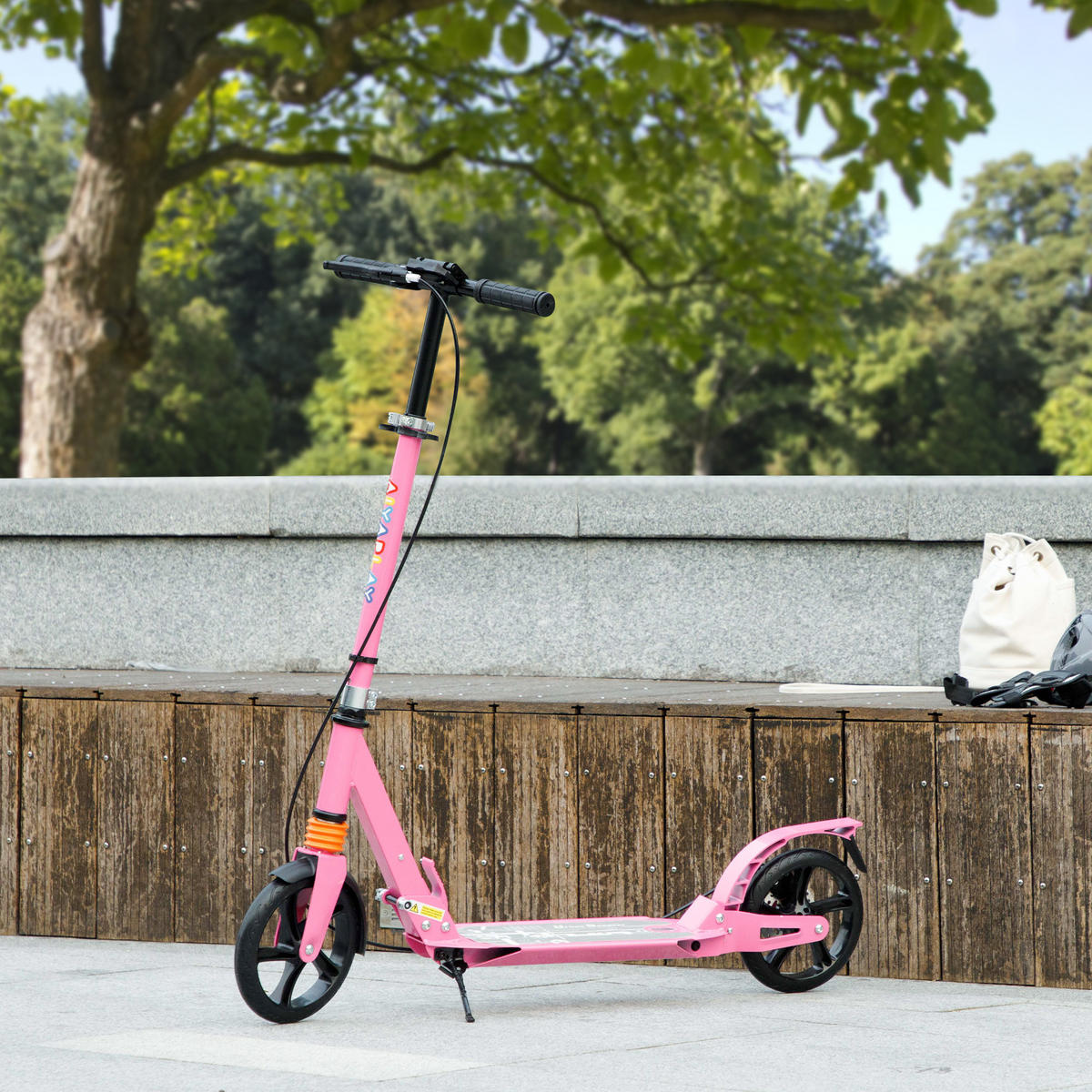 ROLLER Kinder Scooter mit verstellbar Griffen klappbar höhenverstellbar Rosa - Rosa, Metall (94/36/103cm) - AIYAPLAY
