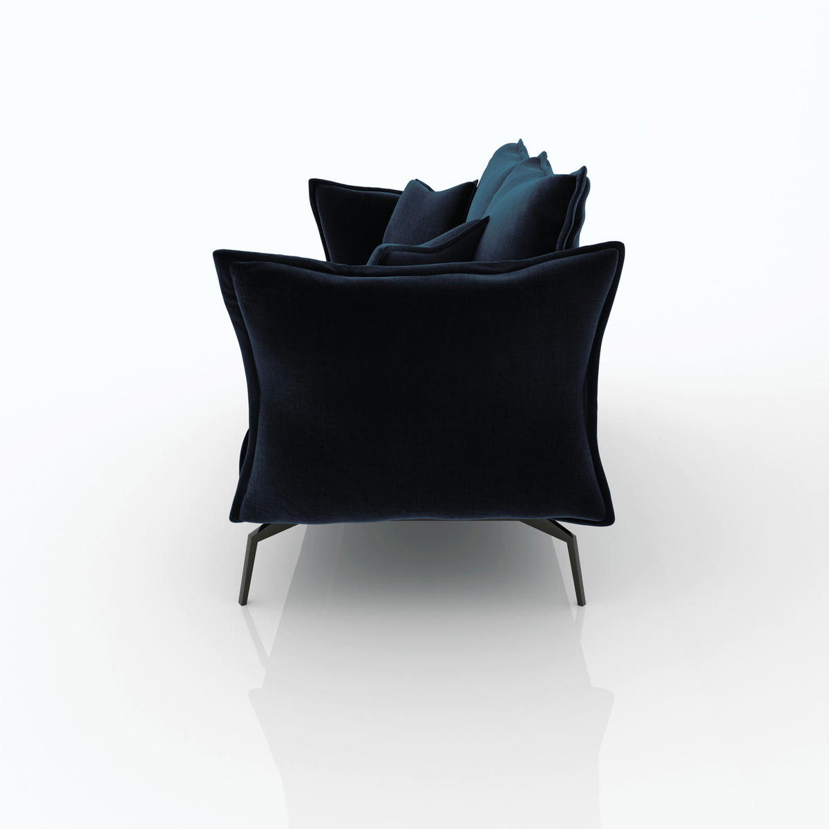 SCHLAFSOFA GERADE Samt Pfauenblau 210cm - Blau/Hellblau, Textil (210/90/105cm) - Sia Home