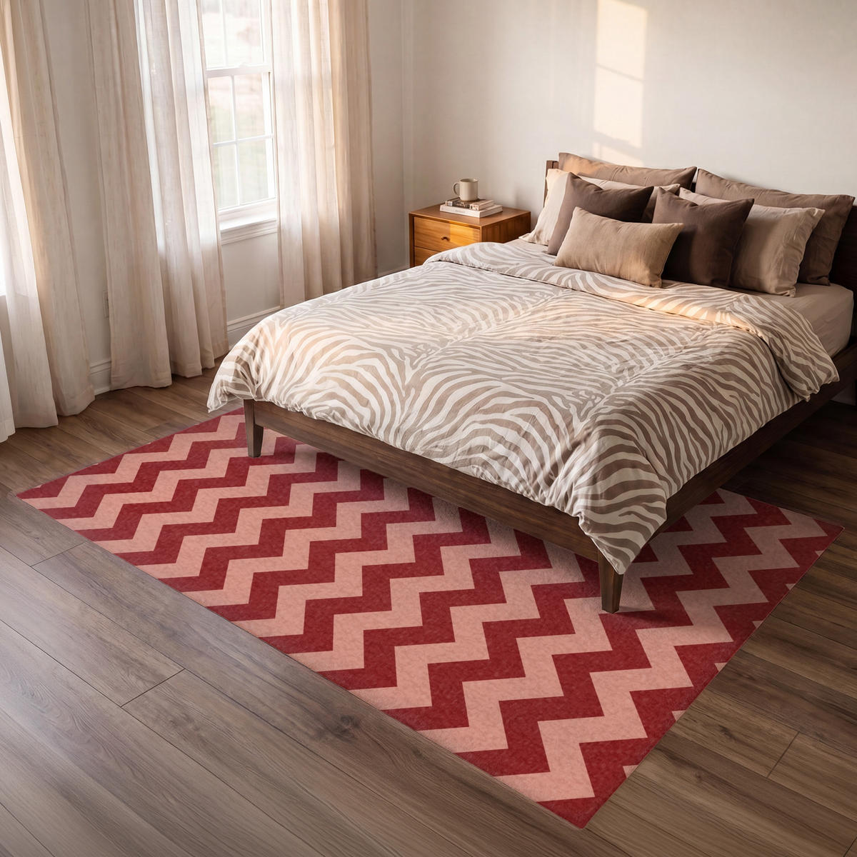 KOBERCE - Cikcak - Pruhy - Vzor - Červená - 230x150 cm - červená, textil/plast (230/0.4cm) - OnlyWow