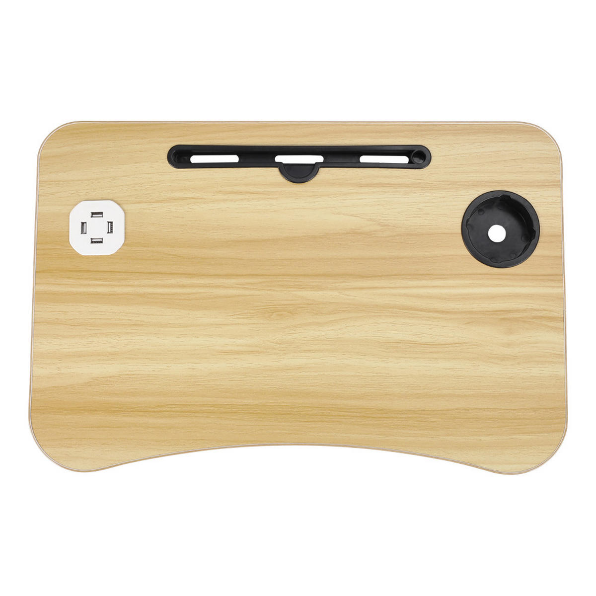 LAPTOPTISCH Klappbarer mit USB-Anschlüssen für Bett und Couch in Holzoptik - Naturfarben, Metall (40/60/28cm) - Livingandhome