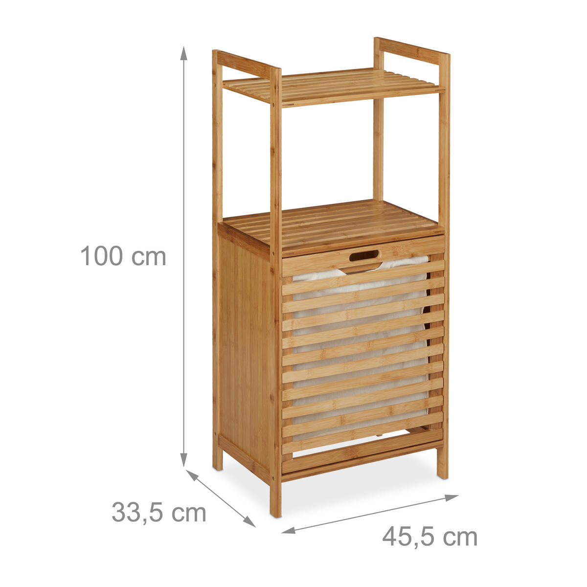WÄSCHESCHRANK - Hellbraun, Holz/Holzwerkstoff (45.5/100/33.5cm) - Relaxdays