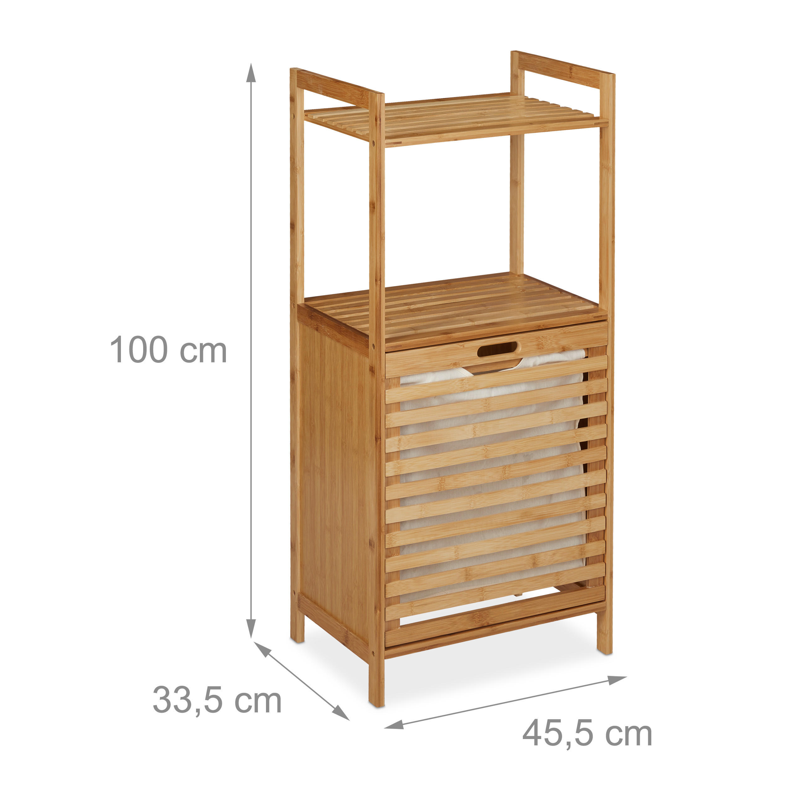 Thumbnail - Relaxdays Wäscheschrank, Hellbraun, Textil, 45.5x100x33.5 cm, Ordnen & Aufbewahren, Wäschekörbe & Tonnen