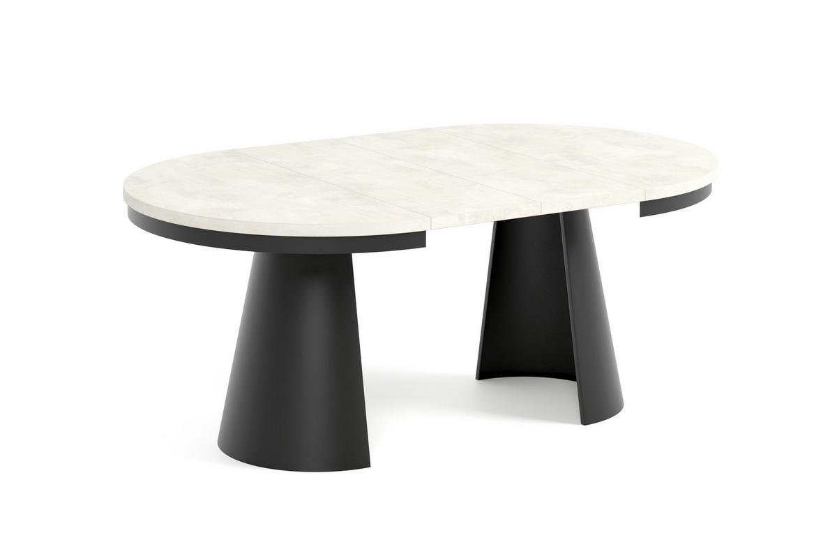 ESSTISCH CALMA Bis - Creme/Schwarz, Holzwerkstoff/Metall (100/100/76cm) - Meblini