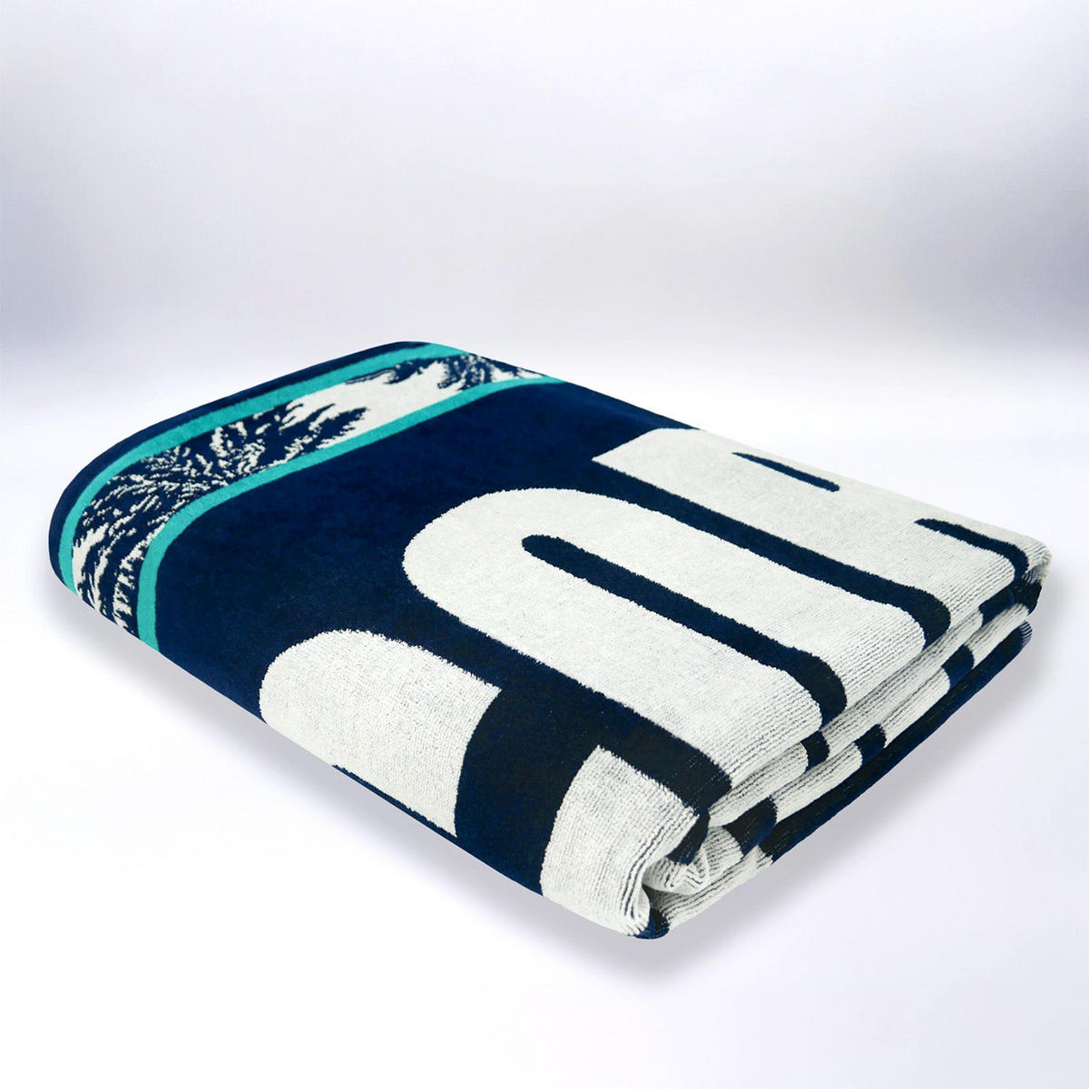 STRANDTUCH XL Velours Jacquard Blau 140x180 400g/m² - Bastia - Blau, Textil (140/180cm) - LE COMPTOIR DE LA PLAGE