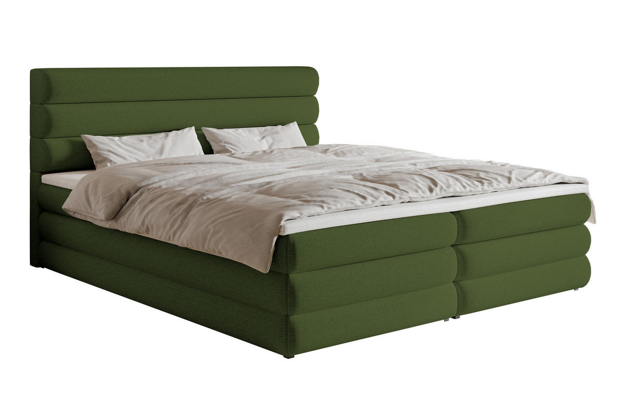 BOXBETT Alegre Olivgrün Chenille 180/200 cm - Schwarz/Olivgrün, Kunststoff/Textil (180/200cm) - Selsey