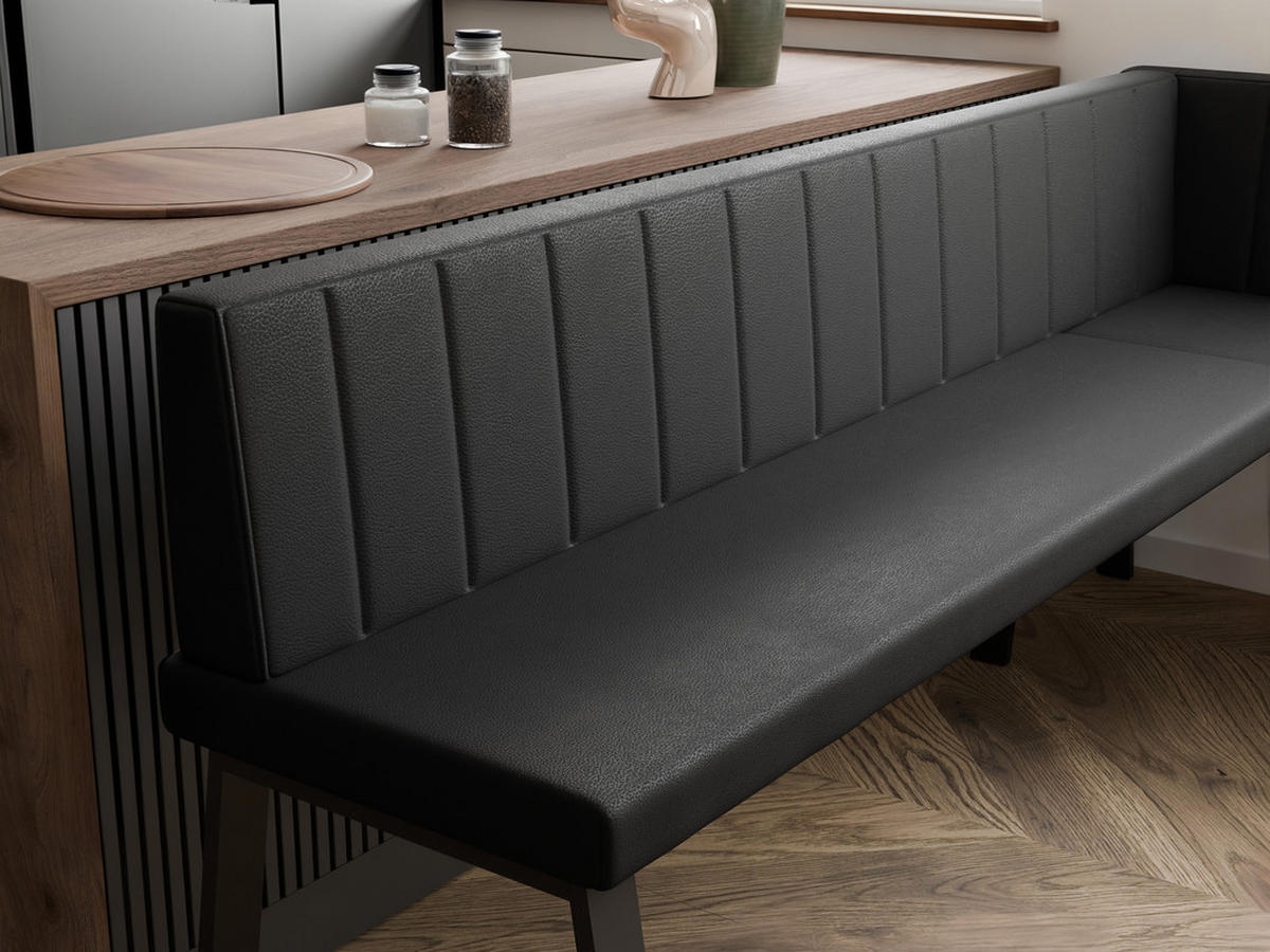 ECKBANK rechts MONO Y Kunstleder gesteppt, 128/168 cm Schwarz - Schwarz, Kunststoff/Textil (128/168cm) - Idohome