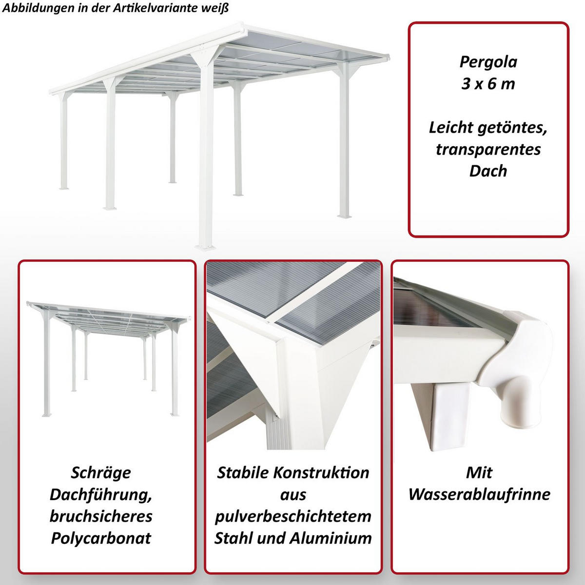 ALU-CARPORT Weiß - Weiß, Metall (604/249/316cm) - MCW
