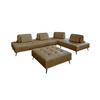 MODULSOFA MIT HOCKER WIOLO 3ER SET Beige Leder - Beige/Silberfarben, Leder/Metall (350/83/350cm) - KAWOLA