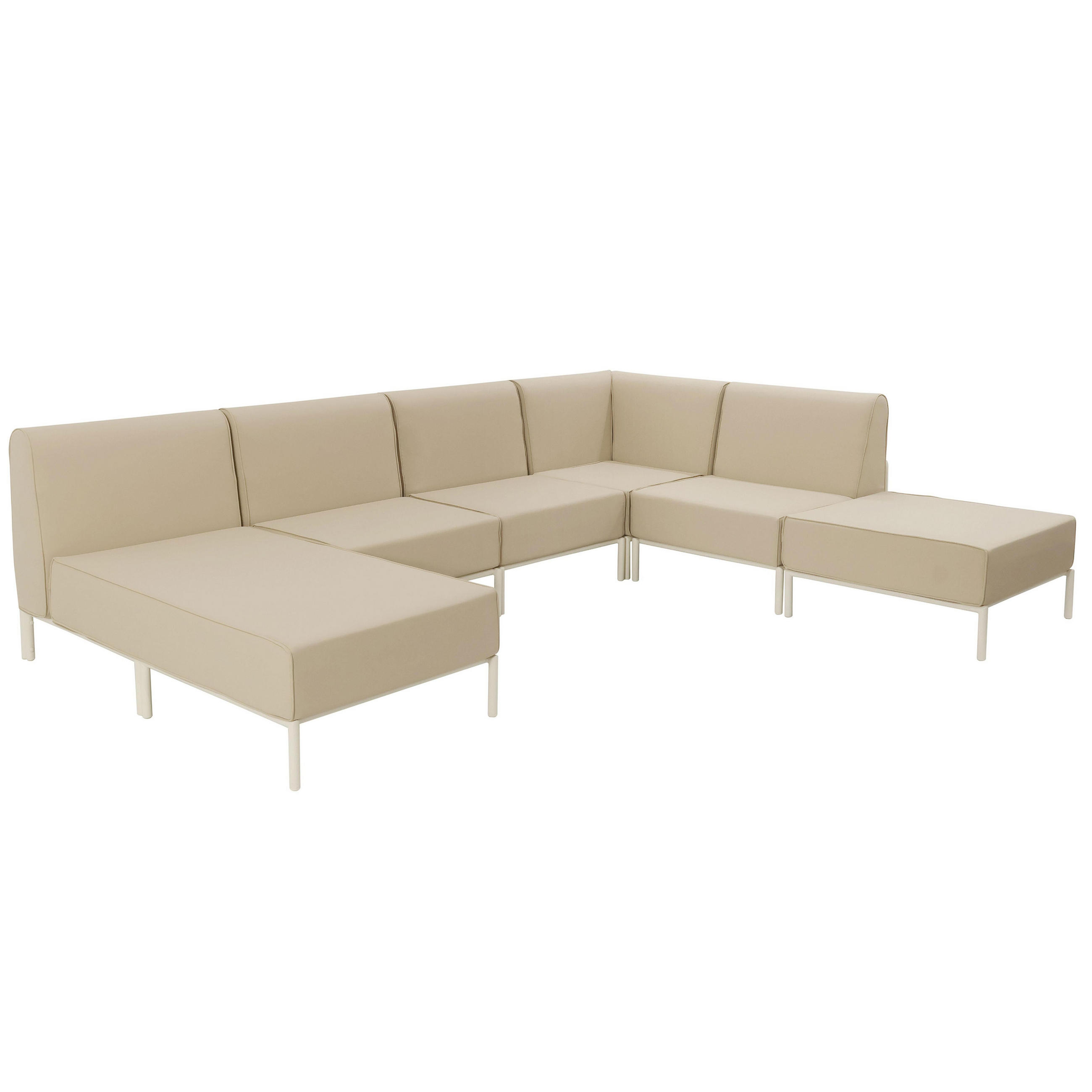 GARTENSOFA mit 6 Sitzplätzen, Beige - Beige, Textil (180/78/360cm) - Oviala