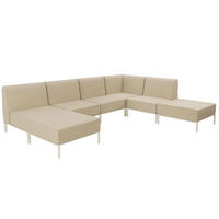 GARTENSOFA mit 6 Sitzplätzen, Beige - Beige, Textil (180/78/360cm) - Oviala