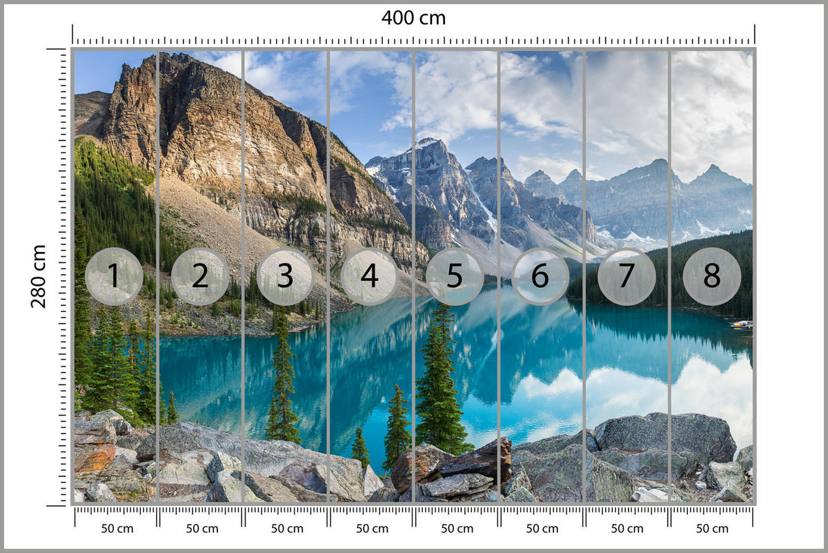 FOTOTAPETE für Wohnzimmer Bergsee Landschaft 3D 400x280 - Beige/Braun, Papier (400/280cm) - Muralo