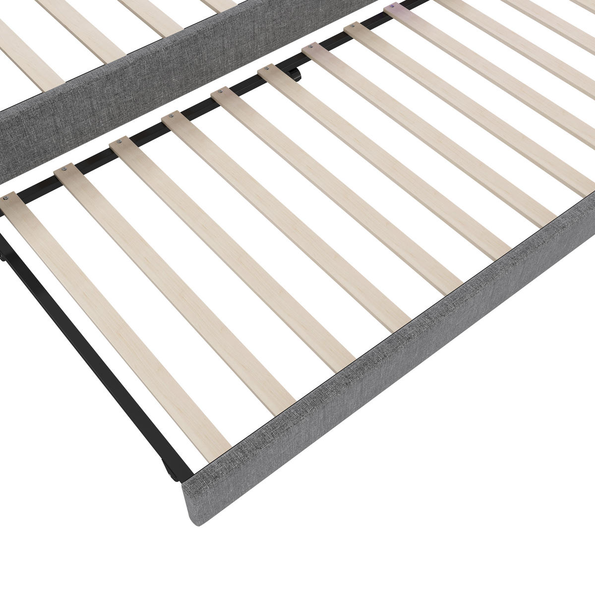 POLSTERBETT aus Leinen 140x200 cm in Grau mit LED-Beleuchtung & USB-C - Grau, Textil (140/200cm) - Modfu