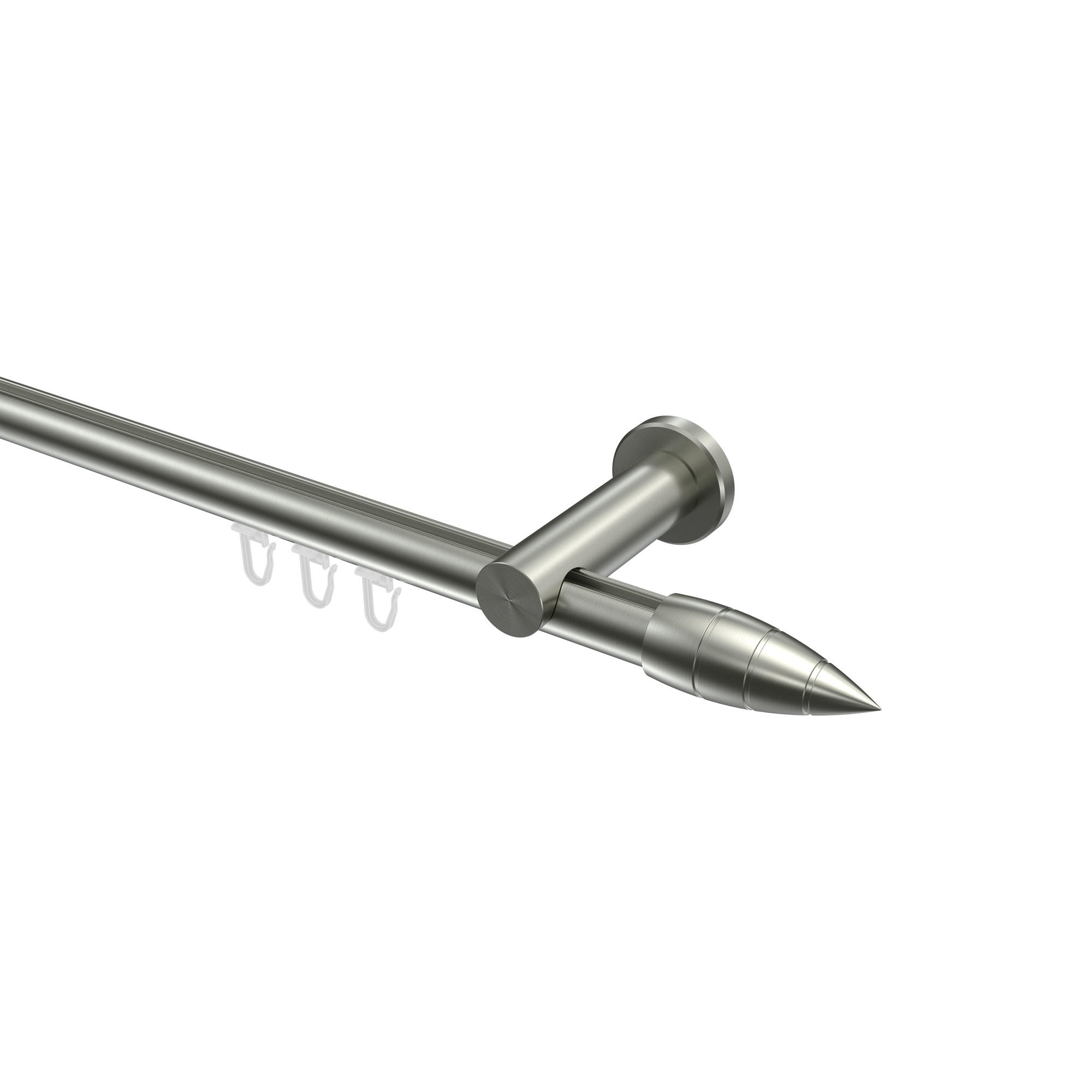 INNENLAUF-GARDINENSTANGEN-SET Platon Samanto 300 cm (geteilt in 3 x 100 cm), 1-läufig, 20 mm Ø Edelstahl-Optik - Edelstahlfarben, Metall (300cm) - INTERDECO