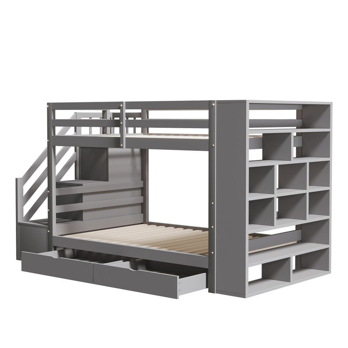 ETAGENBETT 90 x 200cm mit Lattenrost in Grau - Grau, Holz (90/200cm) - KOMHTOM